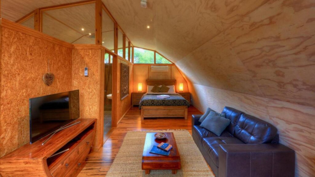 wooden interior at 43 Degrees Bruny Island