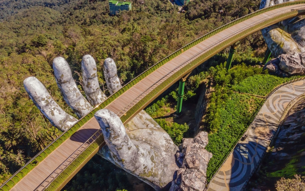 A must stop on any Da Nang Itinerary, Golden Bridge is surrounded by wooded area and walking path
