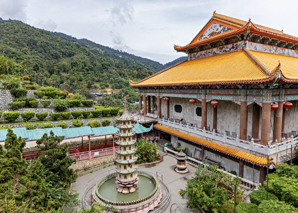 Aerial view of Kek Lok Si Buddhist Temple in Malaysia