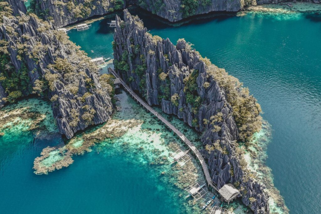 Aerial view of Twin Lagoon in Coron