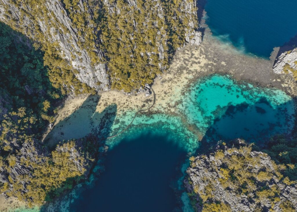 Aerial view of Barracuda Lake in Coron Palawan