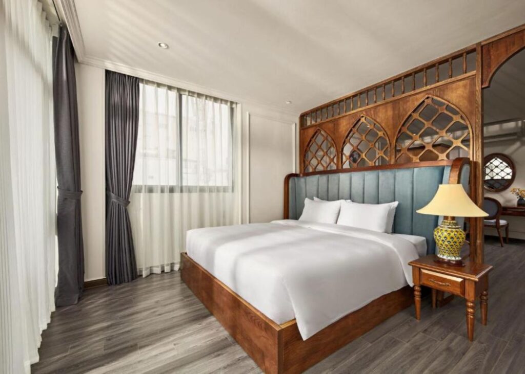 Bed in boutique hotel in Hanoi