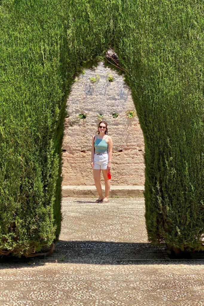Charlotte in the Alhambra Gardens