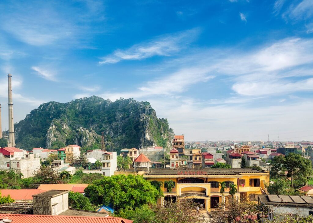 City of Ninh Binh with colorful buildings