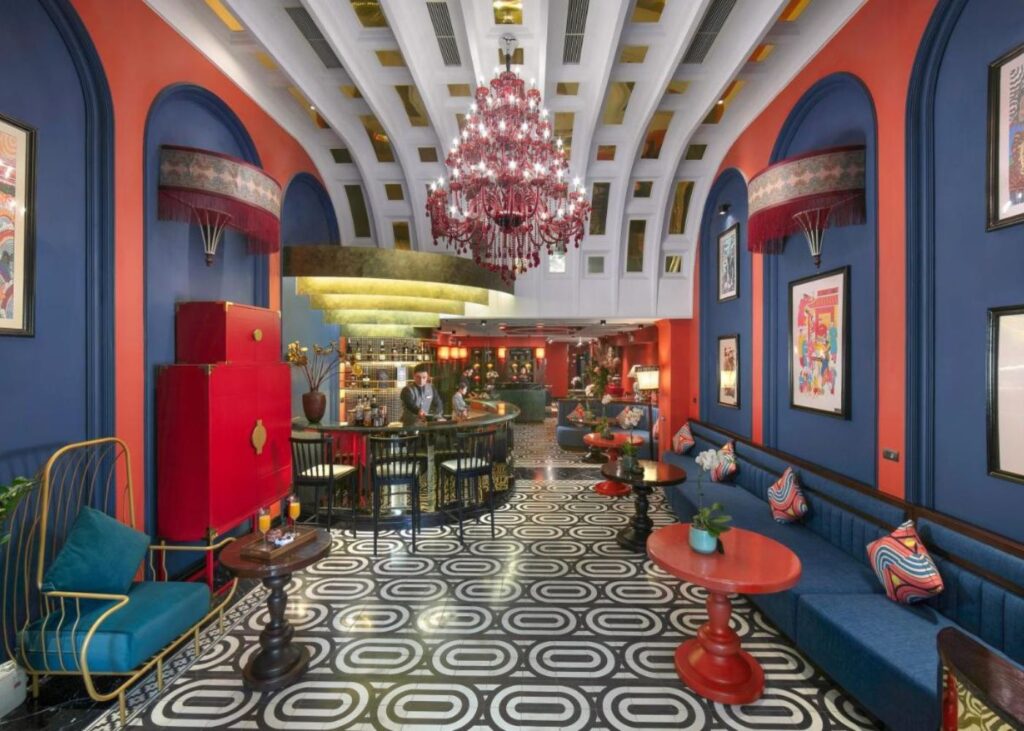 Colorful lobby in Hotel du Lac Hanoi