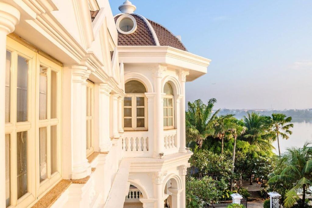 Colonial facade of Villa Song Saigon with views over the Saigon River