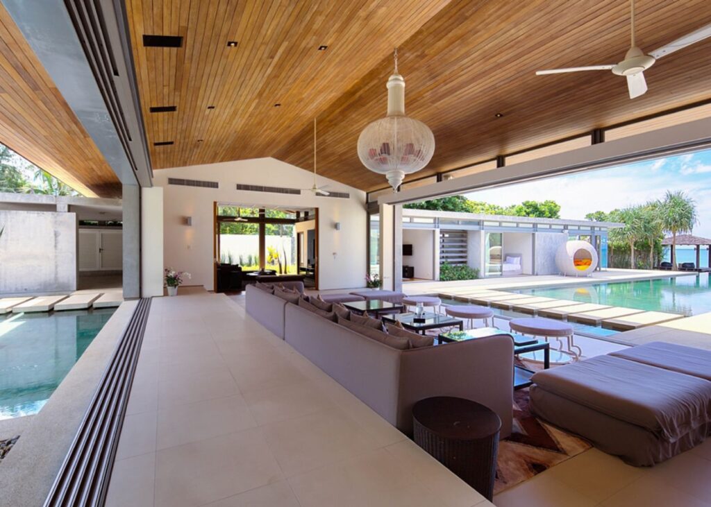 Double-pool villas outdoor living space at Villa Tievoli