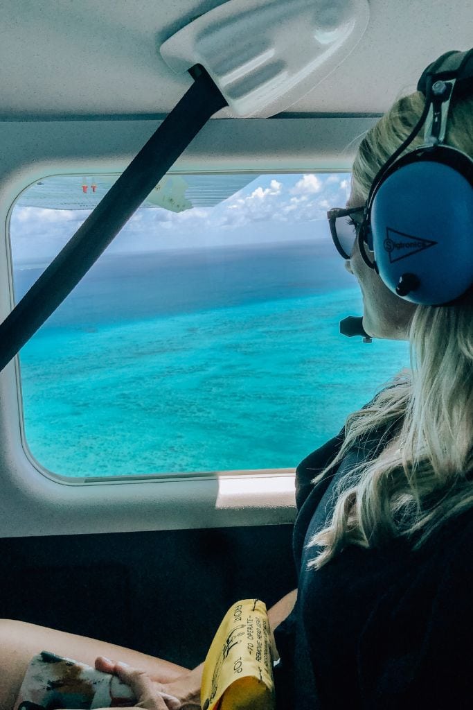 flying over the Great Barrier Reef
