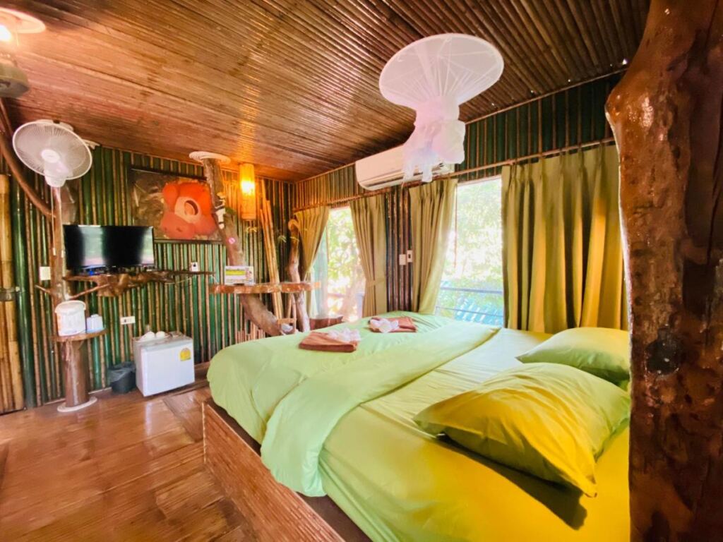 One of the rooms in Khai Sok Tree House Resort.
