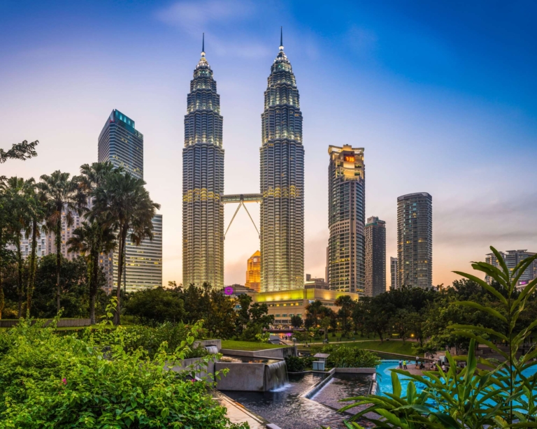 Kuala Lumpur Petronas Twin Towers at sunset