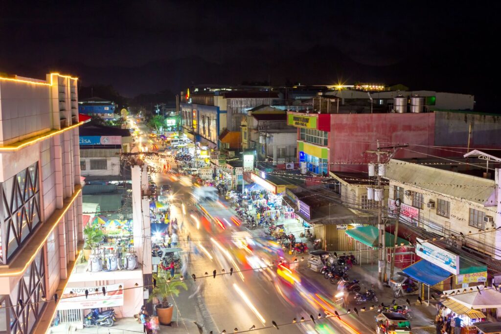 Lights and busy Rizal Avenue in Puerto Princesa City Palawan