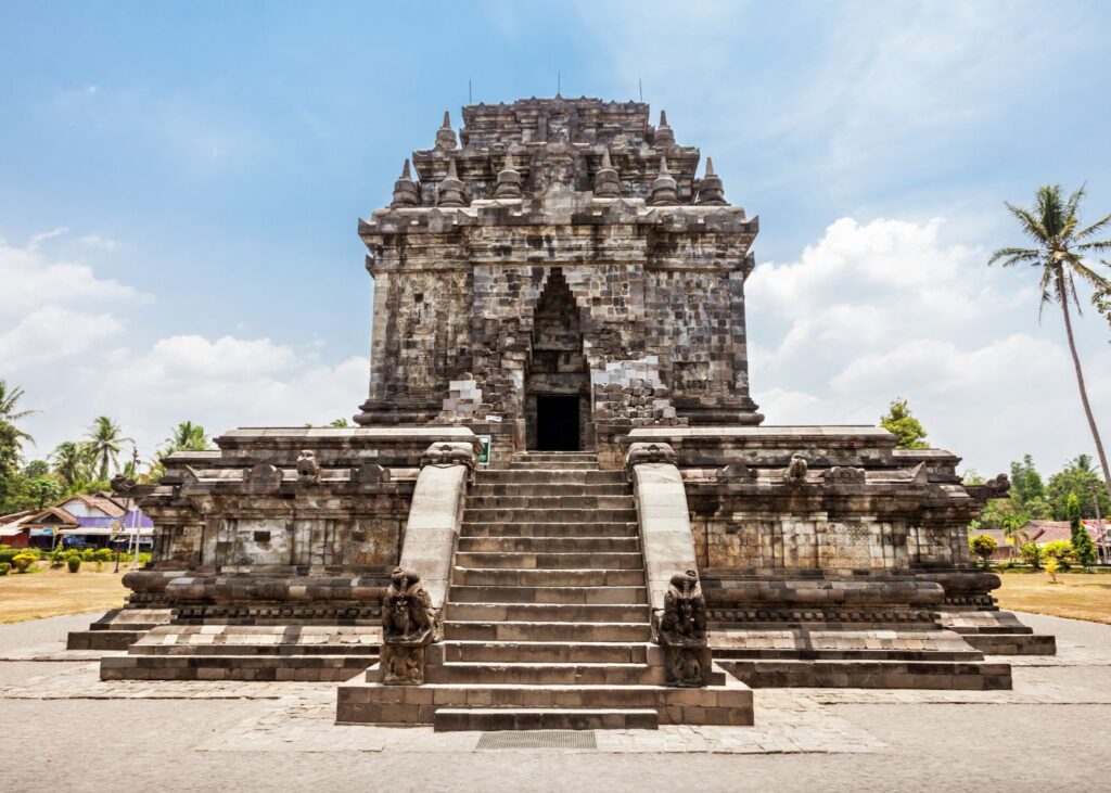 center view of the Mendut Temple with traditional design