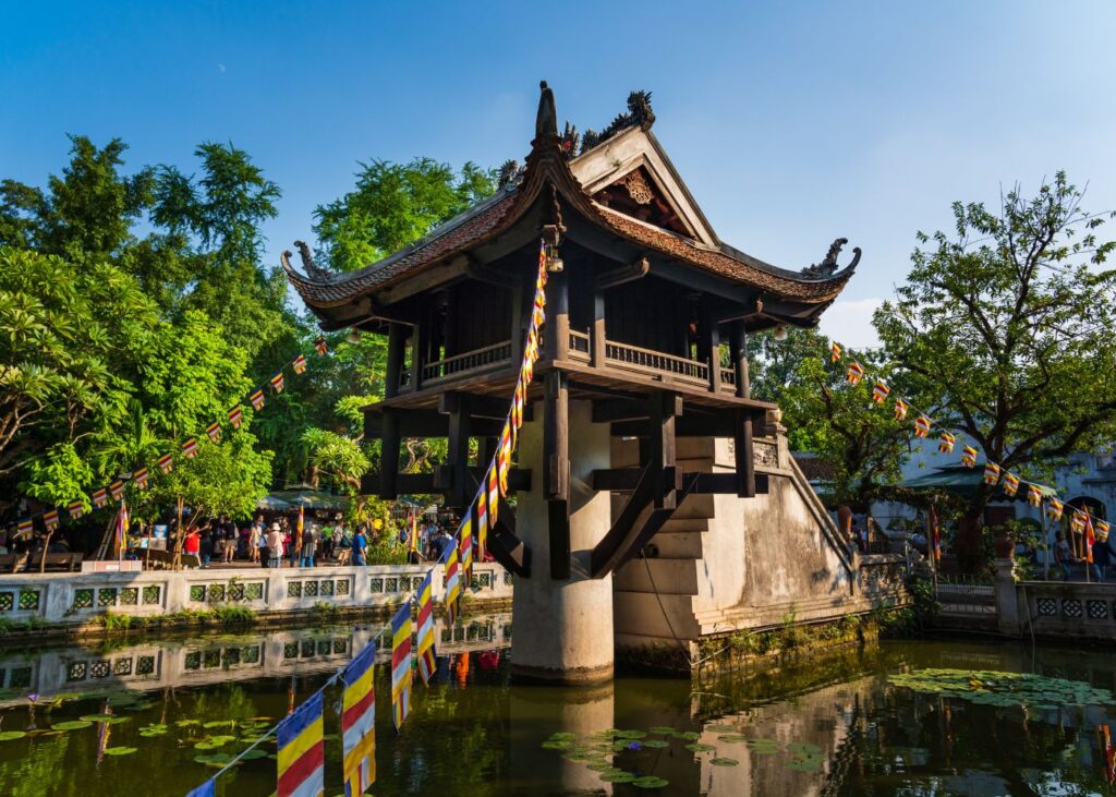 One Pillar Pagoda over water in Hanoi