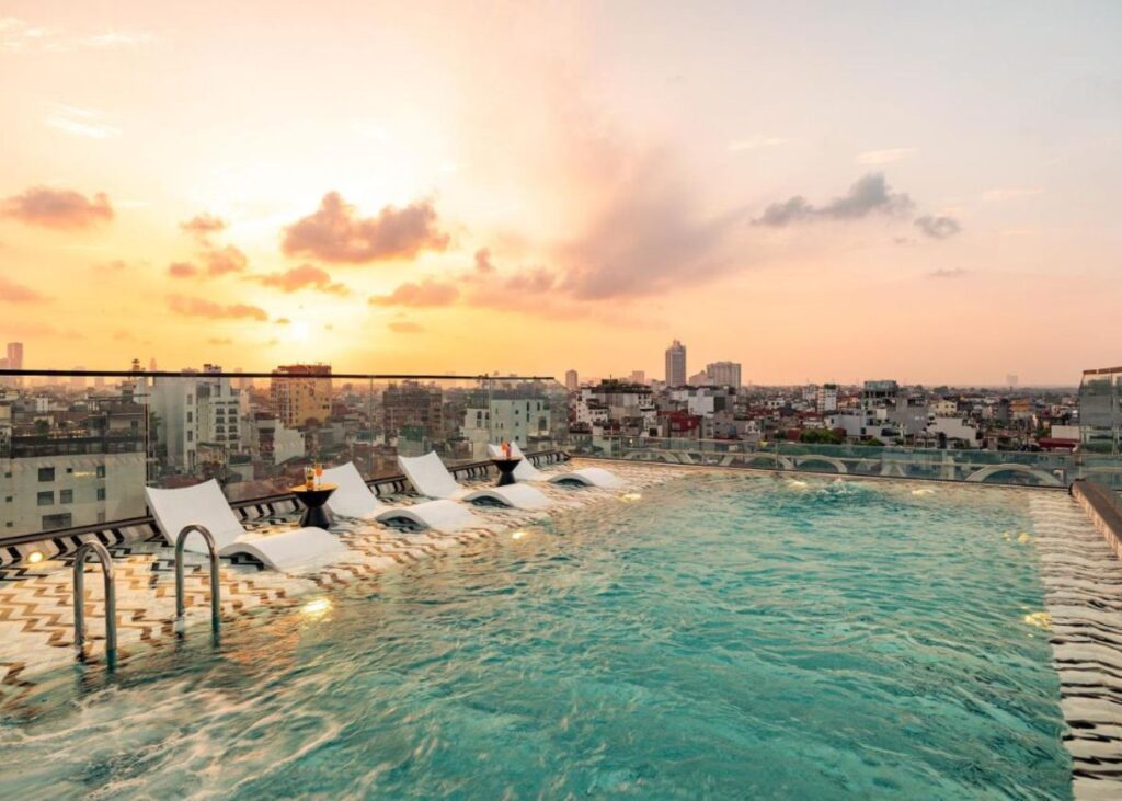 Outdoor swimming pool at CLASSYC boutique hotel in Hanoi