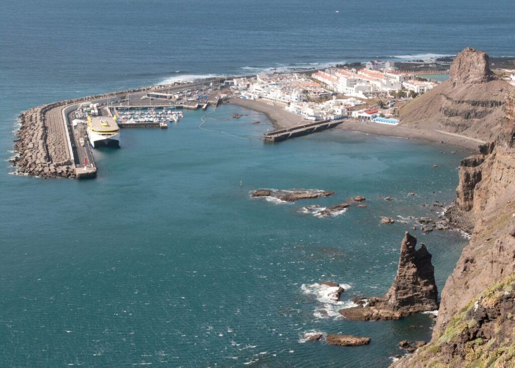 aerial view of Puerto de las Nieves, Agaete, Gran Canaria,