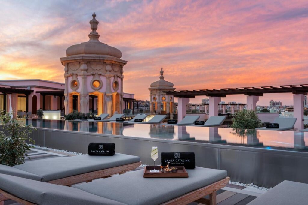 rooftop pool with amazing sunset view