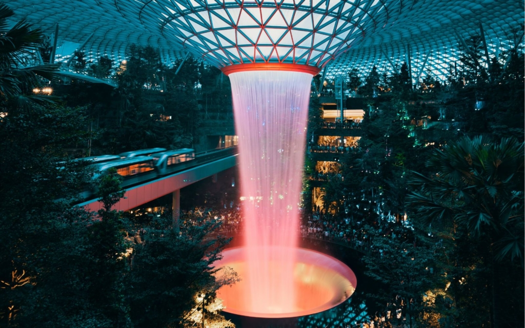 Singapore airport vortex at night