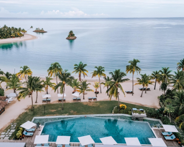 Six Senses Fiji on Malolo Island as seen from the air