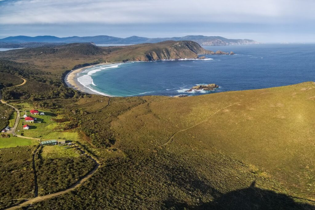 Aerial view of South Bruny National Park. Bruny Island, Tasmania