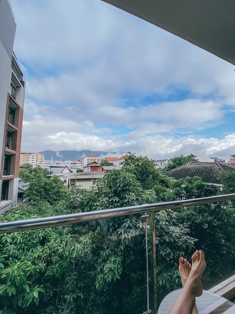 Staying in Nimman hotel with mountain view