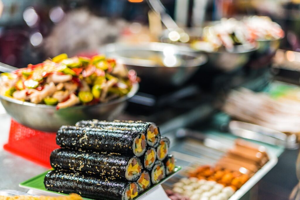 Street food stalls in Da Nang with fresh seafood