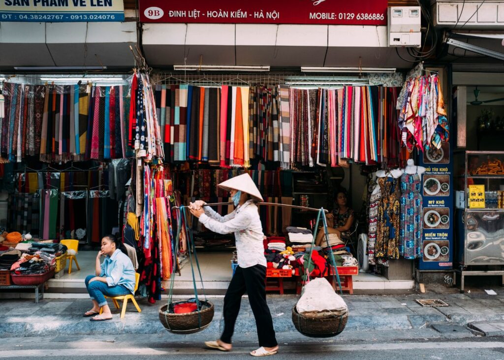 Street vendor in Hanoi market
