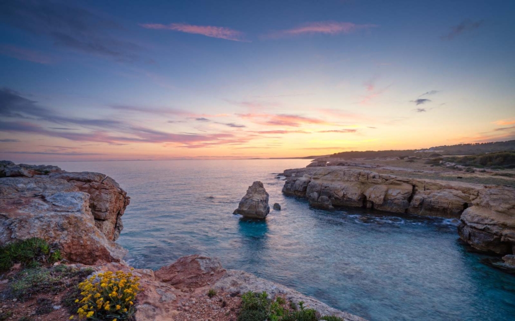 sunset in Menorca over the sea