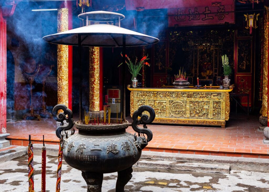 Temple with incense in Chinatown Ho Chi Minh City