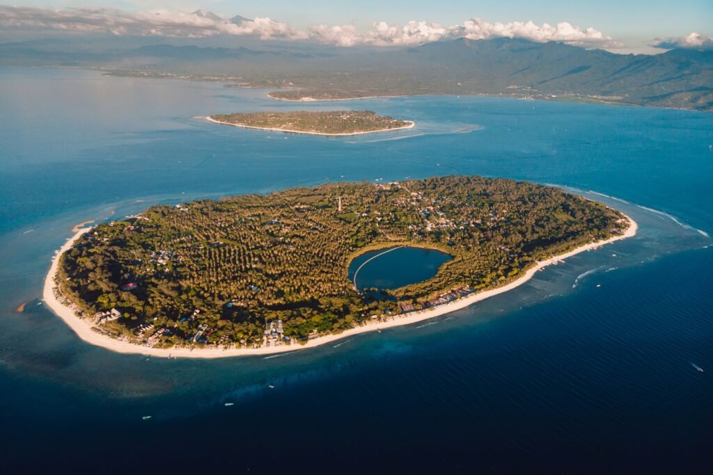aerial view of The stunning Gili Islands