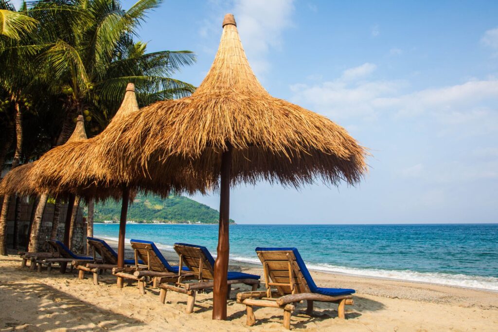 Tiki huts on Filipino Beach