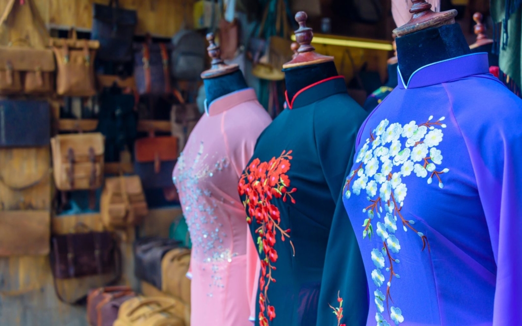 Traditional Vietnamese clothing at one of the tailor shops in Hoi An