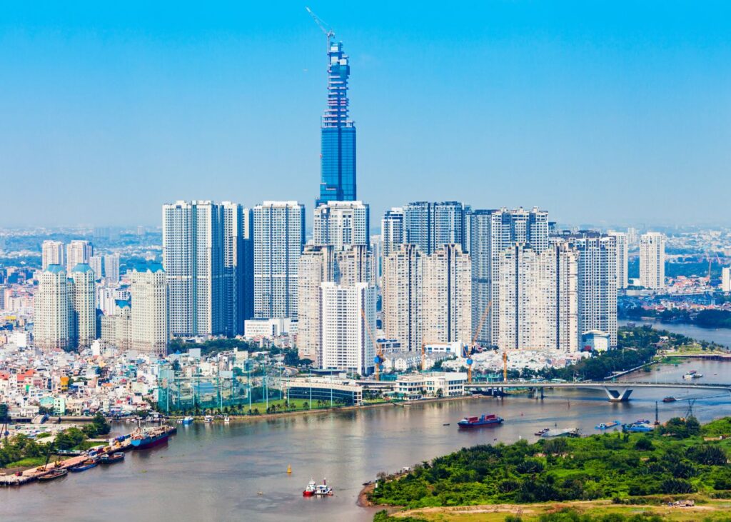 View of Ho Chi Minh City Skyscrapers and Saigon River