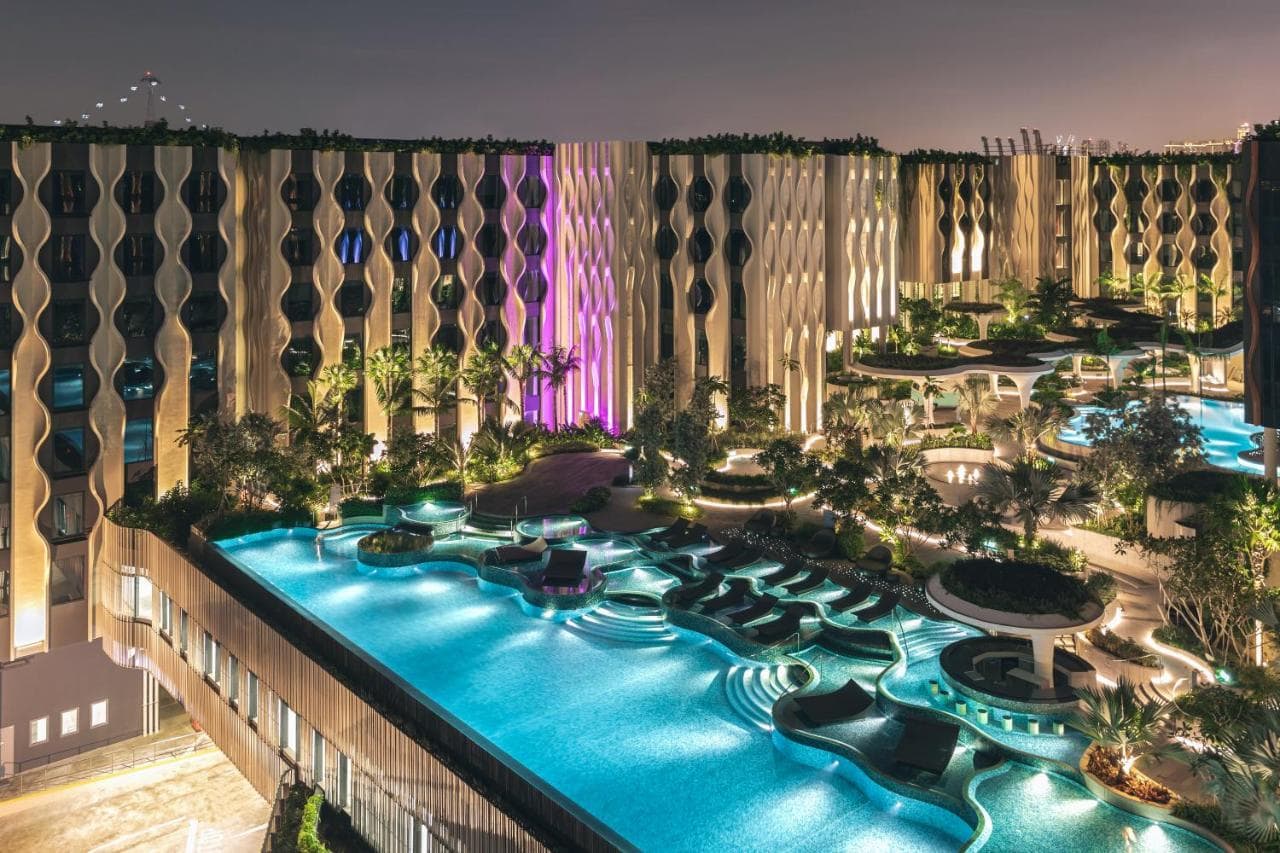 Village Hotel Sentosa Island Singapore at night