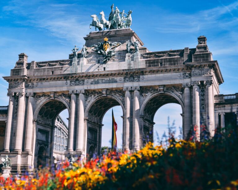 Close up of the arch at Parc du Cinquantenaire in Brussels.