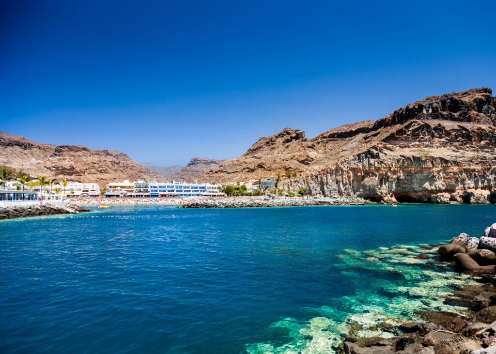 beautiful beach in rocky crystal landscape in Gran Canaria,Canary Islands