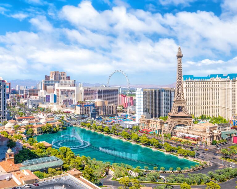 Arial view of Las Vegas strip in Nevada.