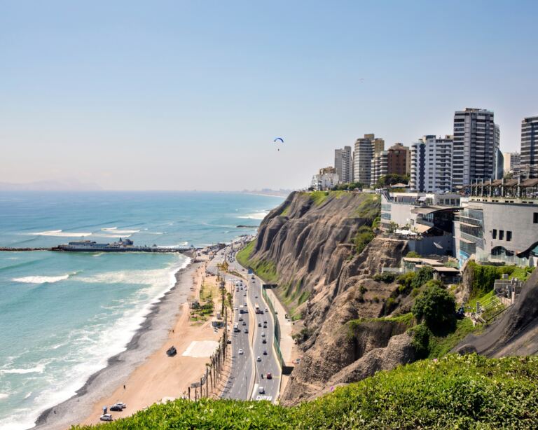 Aerial view of Miraflores in Lima, Peru.
