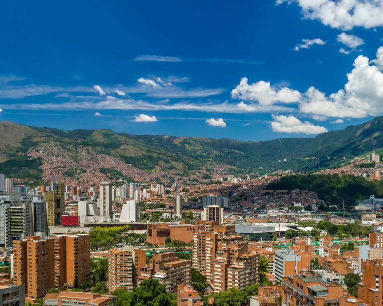 El Poblado en Medellin City is full of buildings of all sizes from the Aburra valley to the mountains.