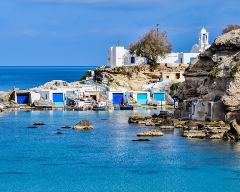 A traditional fishing village in Milos.