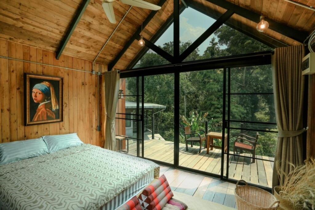 One of the rooms in Wilderness Treehouse with balcony.