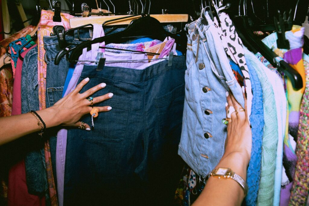 Woman shopping in a vintage store